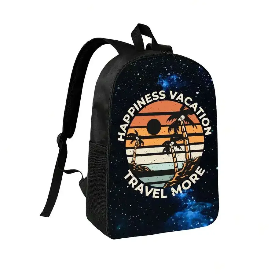 Happiness Vacation Travel More Backpack Men Outdoor Laptop Bag Large Capacity Waterproof