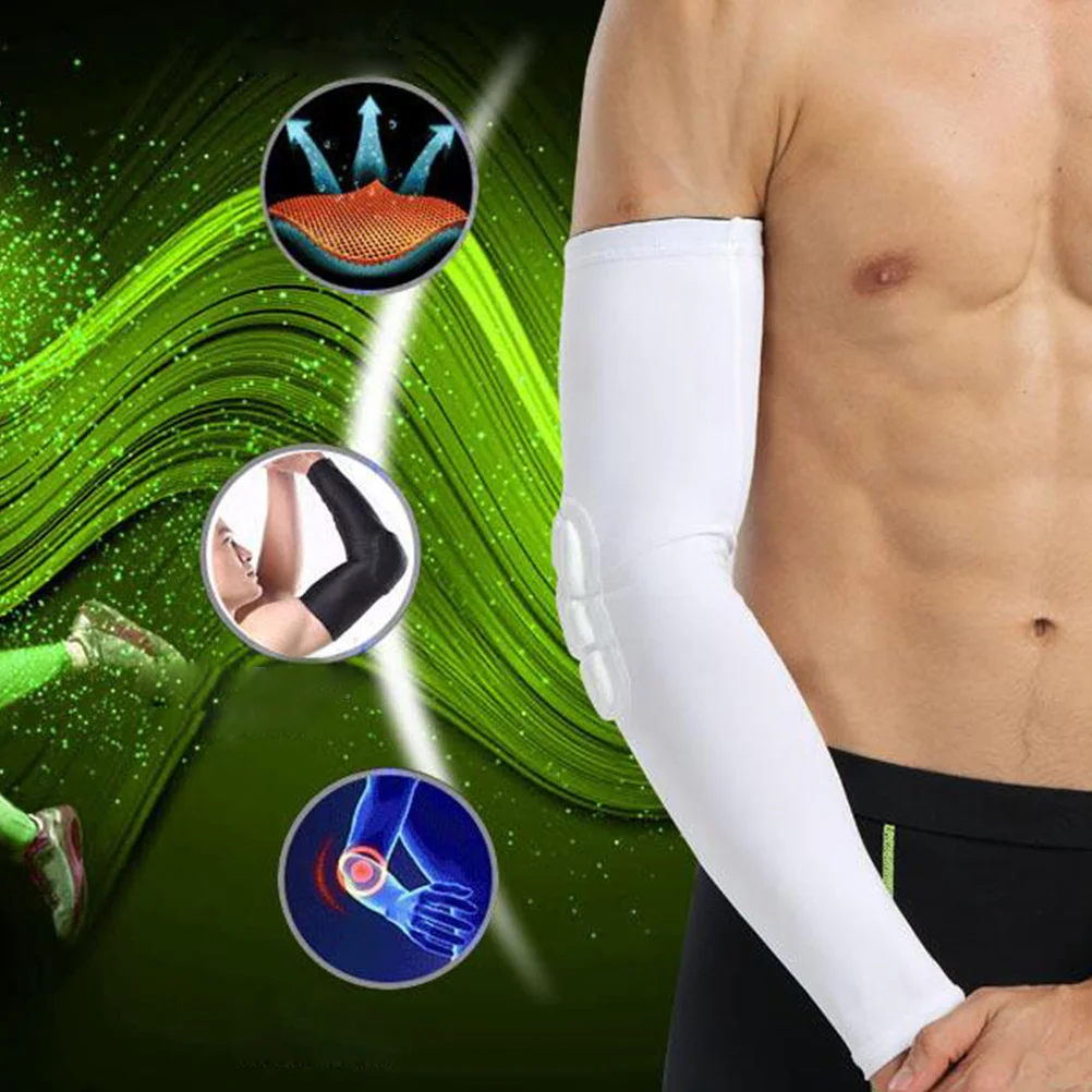 1 個の保護アームスリーブスポーツ肘スリーブ XL ホワイトロング肘プロテクター屋外乗馬バイクバスケットボール用