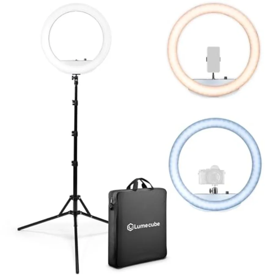 

LED Ring Light for Videos, Selfies, Live Streaming 8" Circle Light with Stand, Phone Holder, and Camera Mount Portable + 6.5 ft