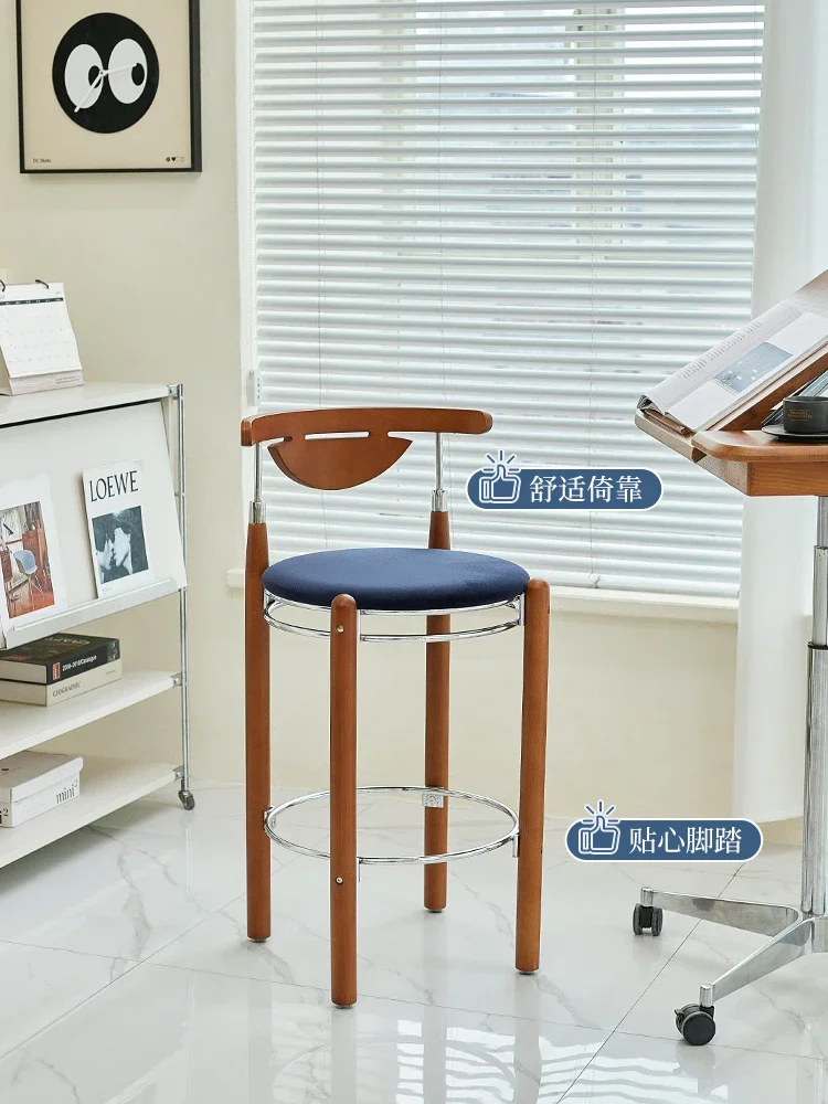 Mittelalterlicher Barstuhl, einfacher, leichter, luxuriöser Barstuhl mit Rückenlehne für Zuhause, Internet-Promi-Restaurant, Hochstuhl