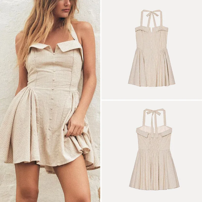 Primavera 2025 Tappetino Faionable da donna Cotone ter Ne Plaid ort Dr Street Sle Fibra di poliestere 00% Dr