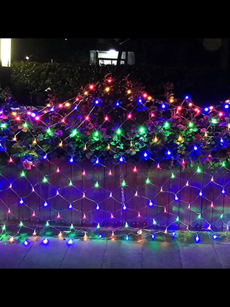 multicolor solar led outdoor net light impermeavel camping jantar bar natal dia das bruxas atmosfera controle remoto decoracao 01