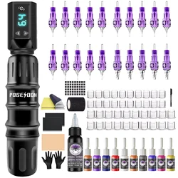 Tattoo Kit LASTJUDG Hot Black Tattoo Pen Kit For Permanent Makeup Tattoo Machine Kit Wireless Tattoo Power Supply Tattoo Gun Kit