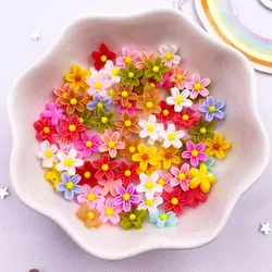 100Pcs Kawaii 8mm Resin 3D Colorful Mini Flower Gem Flatback Rhinestone Scrapbook Figurines Applique Nail Art Decor Crafts OL560