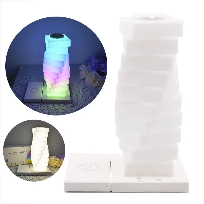 

RGB LED Night Light Touch Control Stackable DIY Desk Lamp Color Changing Atmosphere Light Bedroom Bedside Home Decor Gift