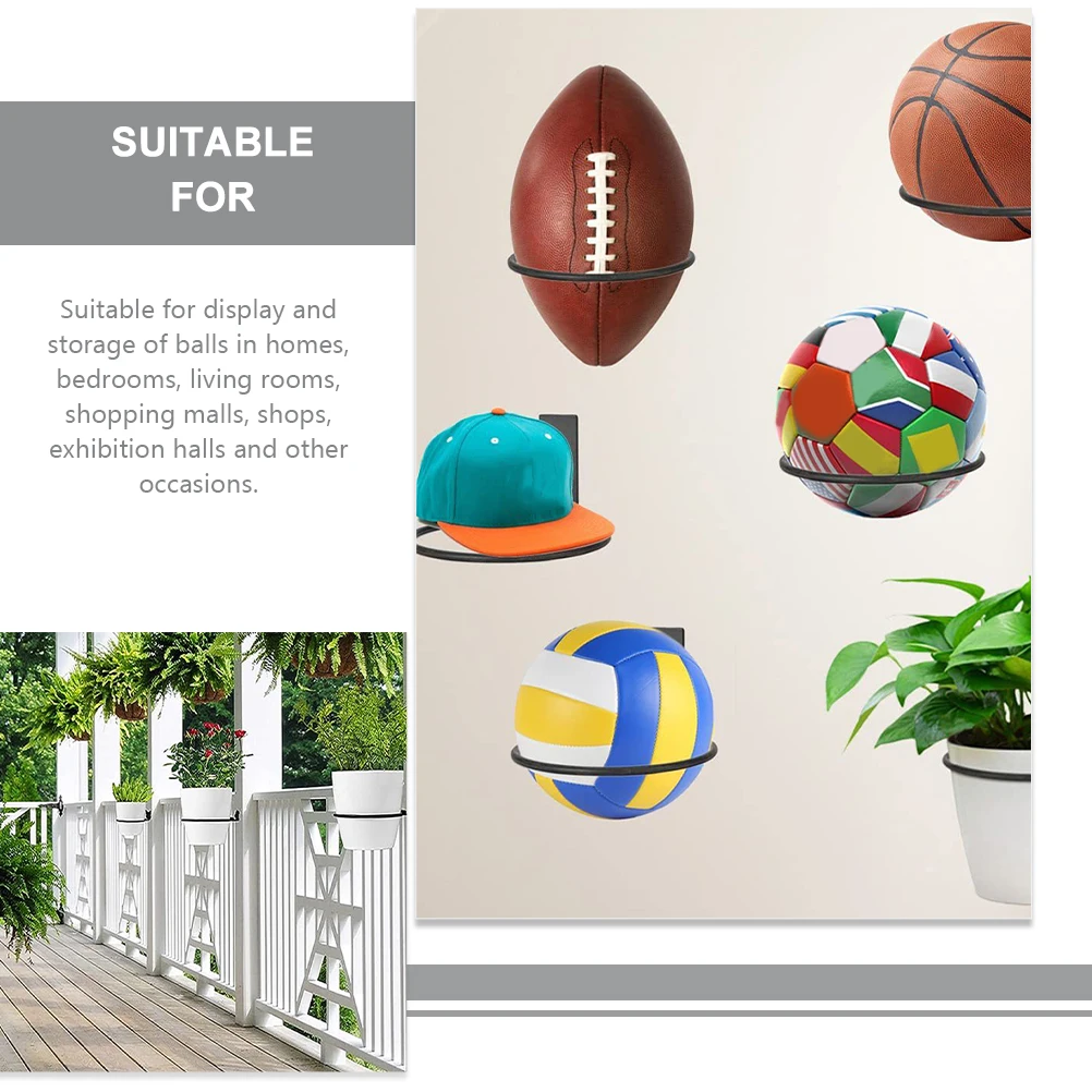 

2pcs Basketball Football Storage Mount Iron Ball Holder for Home Gym Display durable wear resistant black