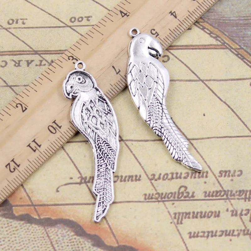 10pcs Charms Parrot Bird 58x16mm Tibetan Silver Color Pendants Antique Jewelry Making DIY Handmade Craft