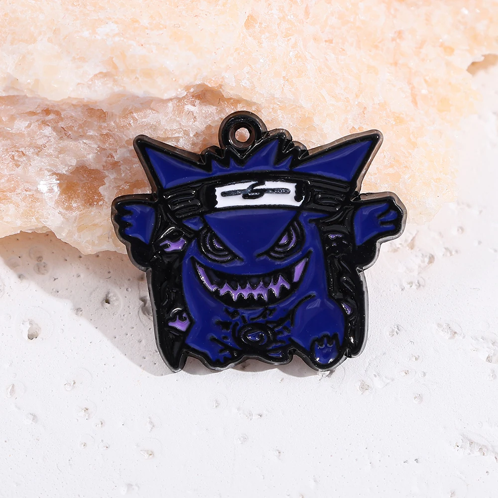 

10 шт. эмалевых подвесок с изображением покемона Генгар, мультяшные кулоны для изготовления серег, браслетов, ожерелий, аксессуары для рукоделия