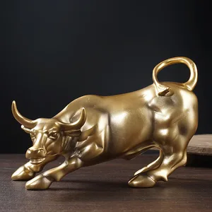 VILEAD RESIN GOLD WALL STREET BULL OX STATUE飾りオフィスデスク装飾リビングルームインテリアホームデコレーションアクセサリー 10ベストセールスゴールドブル - №7