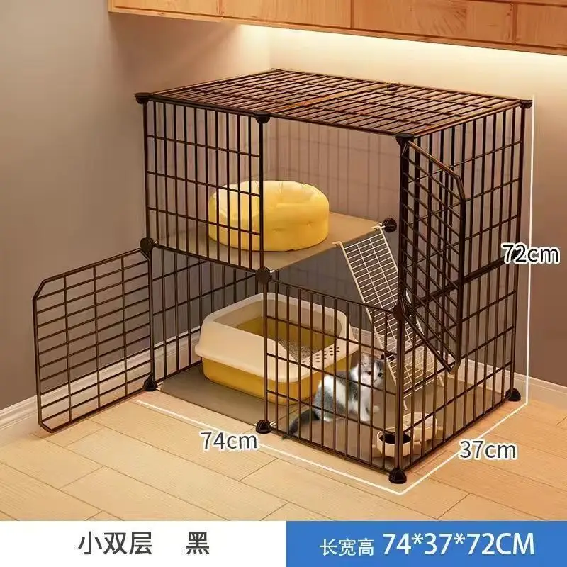 

Cat Cage for Indoor Cats 2-Tier Kitten House With Cat Bowl Easy Assembly Pet Playpen Compact Catio Villa for Small Spaces