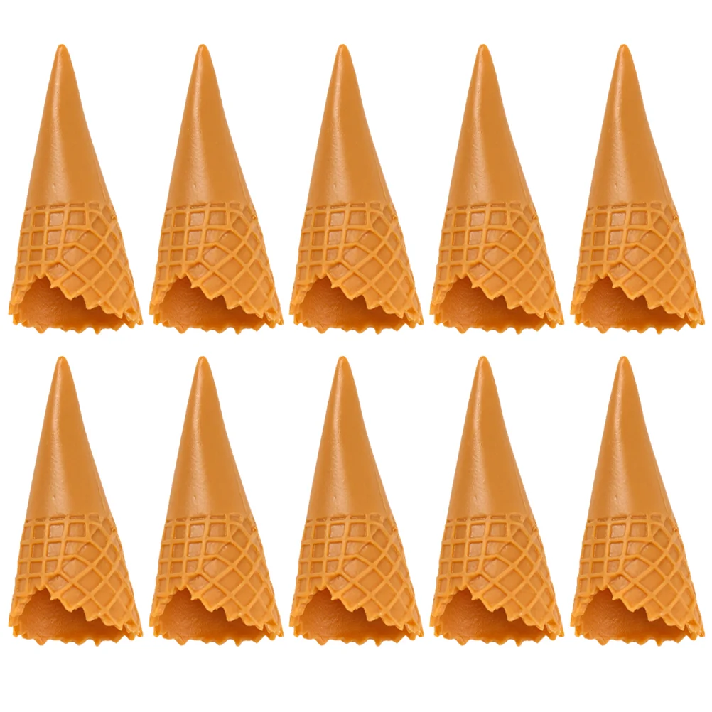 12 Pcs Crispy Cone Ice-cream Mini Cones Models Accessories Artificial Pvc Plastic Simulated Decor Child