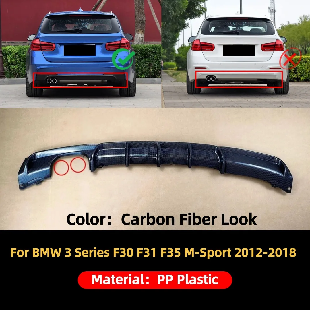 Achterbumperlip diffuser kin air dam protector trim tuning voor BMW 3 Serie F30 F31 F35 3 Serie 2012-2018 320i 335i M Sport