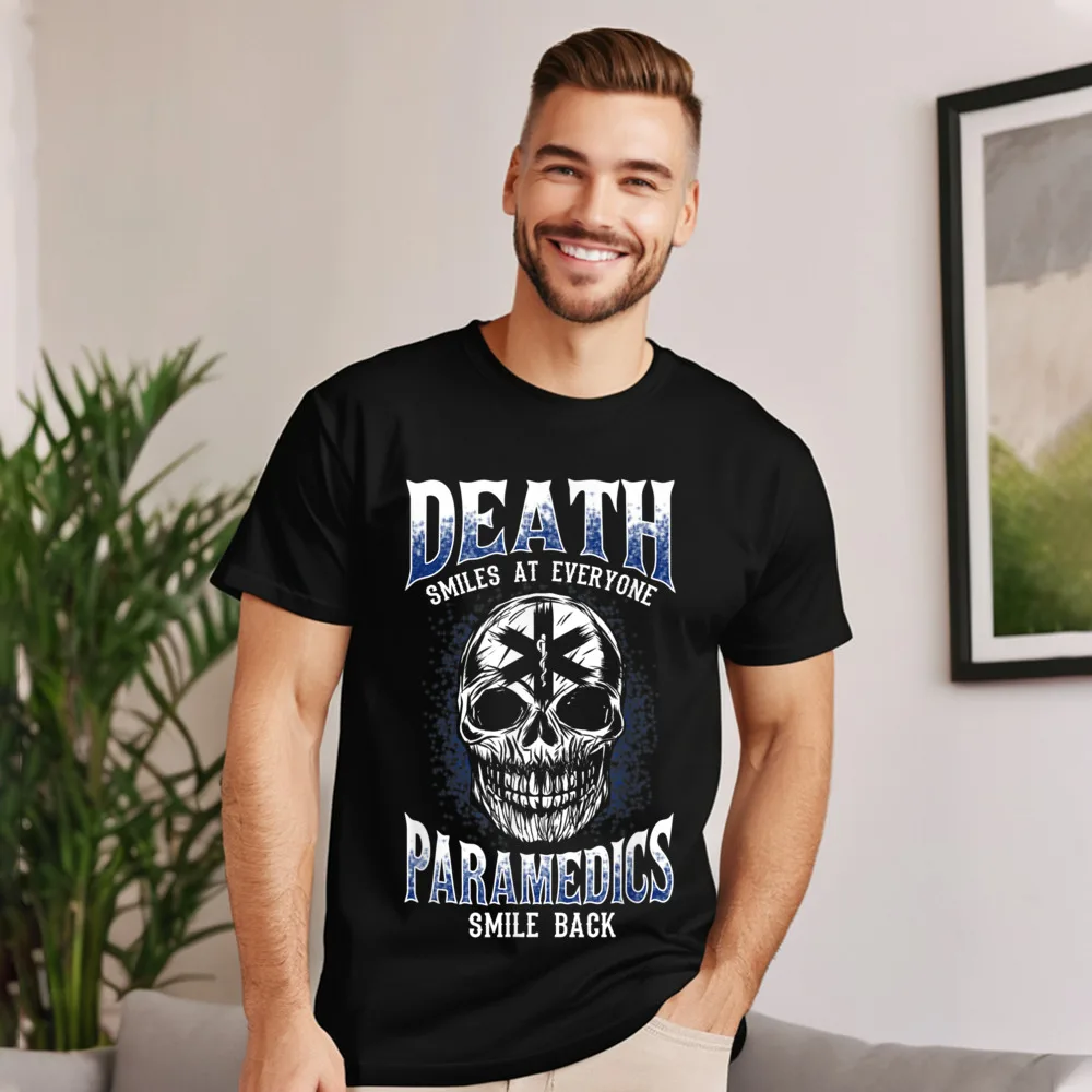 Funky Female Tshirts Round Collar Short Sleeve 100% Cotton Paramedics Smile Funny Paramedics Emt Tops Tees Printing Tee Shirts-image