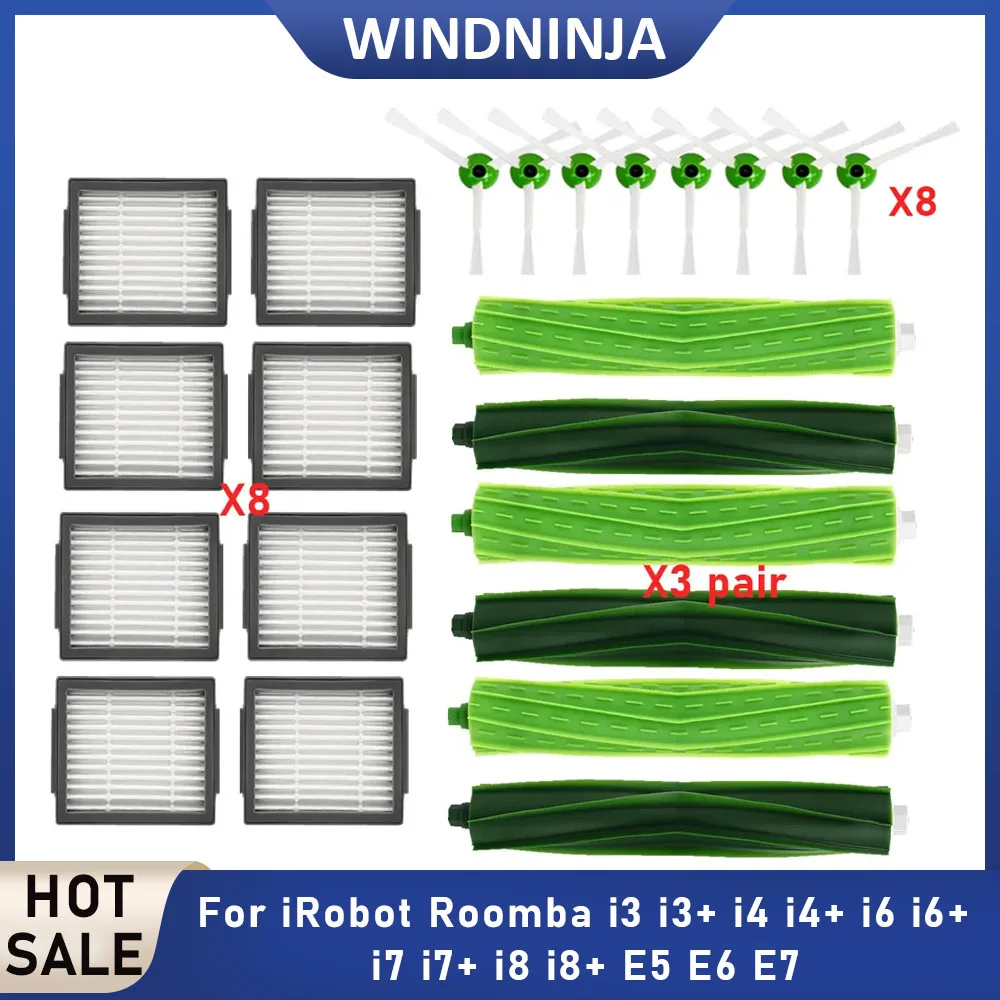 For iRobot Roomba i3 i3+ i4 i4+ i6 i6+ i7 i7+ i8 i8+ E5 E6 E7 Robot Vacuum Cleaner Accessories Main Side Brush Hepa Filter Parts
