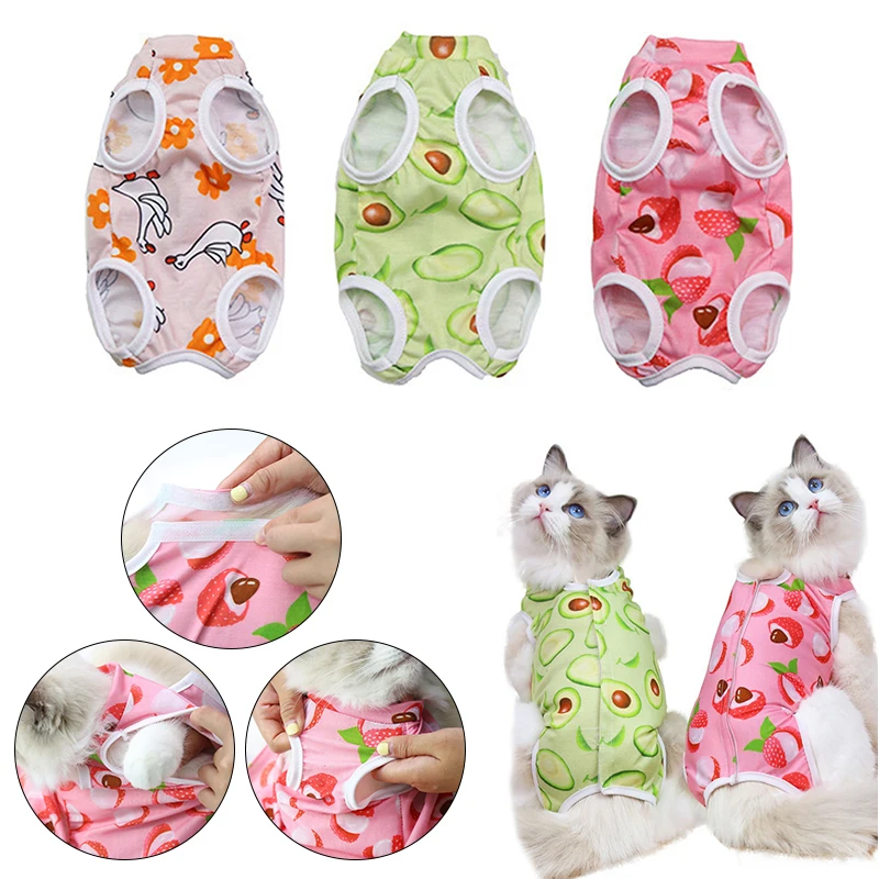 

Anti-lick Recovery Clothing After Surgery Cat Weaning Sterilization Suit Small Dog Cats Jumpsuit Cute Print Pet Care Clothes