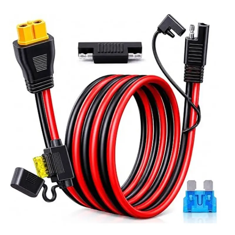 LLCS-XT60 To SAE Converter, XT60 To 10AWG Extension Cable With Inline 15A/20A Fuse, Heavy Duty Pure Copper Female Connectors