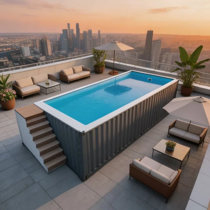 Modular Container Pool Prefab Pool Customized Window Position Low Maintenance Design Backyard Swimming Leisure