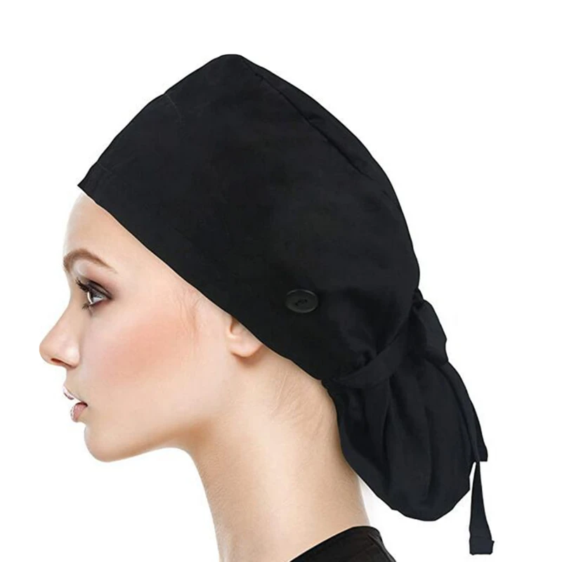 للجنسين الجراحية الغبار واقية قبعة مع زر ممرضة الأطباء تشغيل غرفة العمل كاب مؤسسة التجميل Veterinaria الدعك قبعات قطنية #2