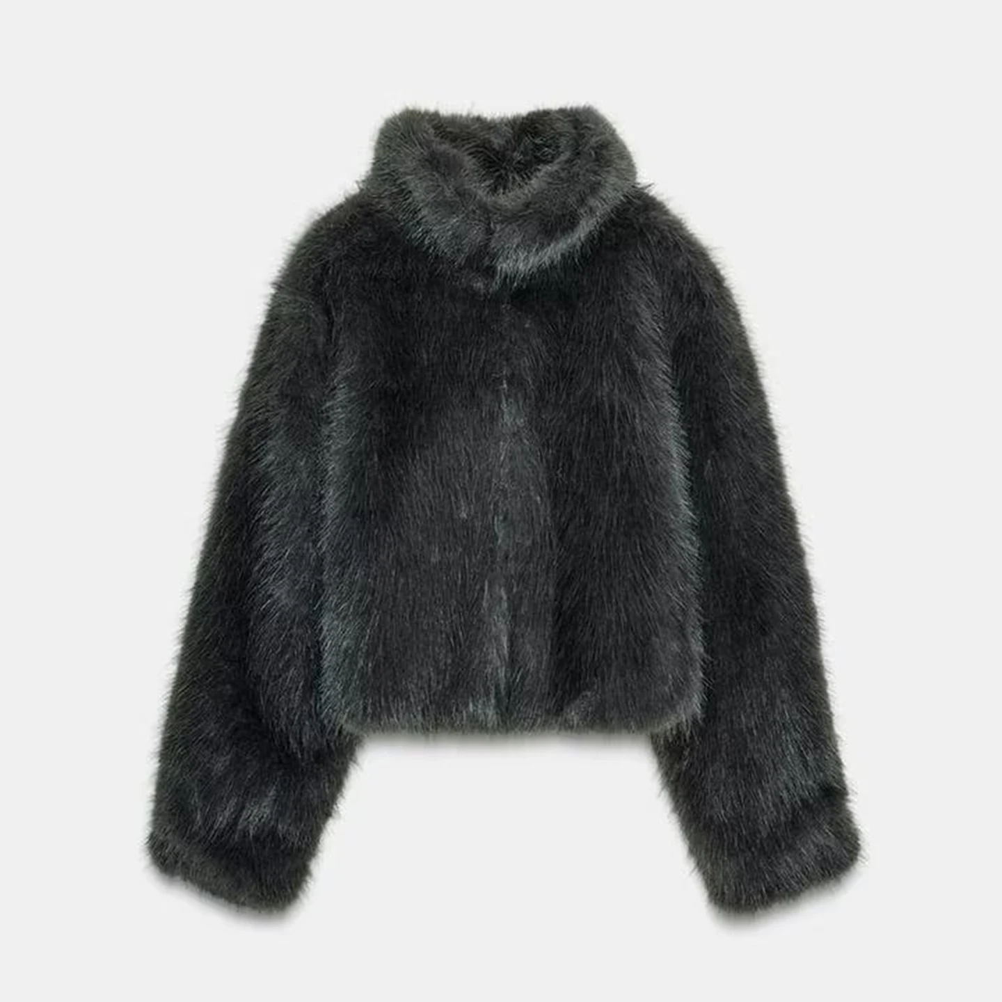 Z Women's Faionable Artificial Fur Coat with Rope Knot Bule Ele Sle Long Sve Loose Fit  Color