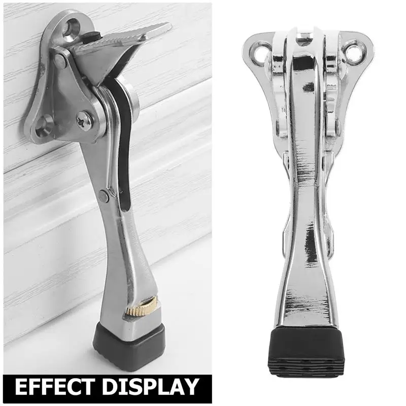 1Set Adjustable Metal Foot Kick Down Door Stopper with Rubber Base Anti Skid Security for Home Office Heavy Duty Door Stop