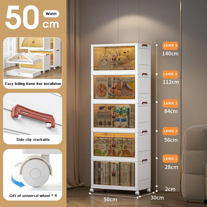 【Fast Delivery】Collapsible Storage Cab w/Wheeled Box, Dust-Proof for Clothes, Snacks - Home Org, Easy Transparent Setup