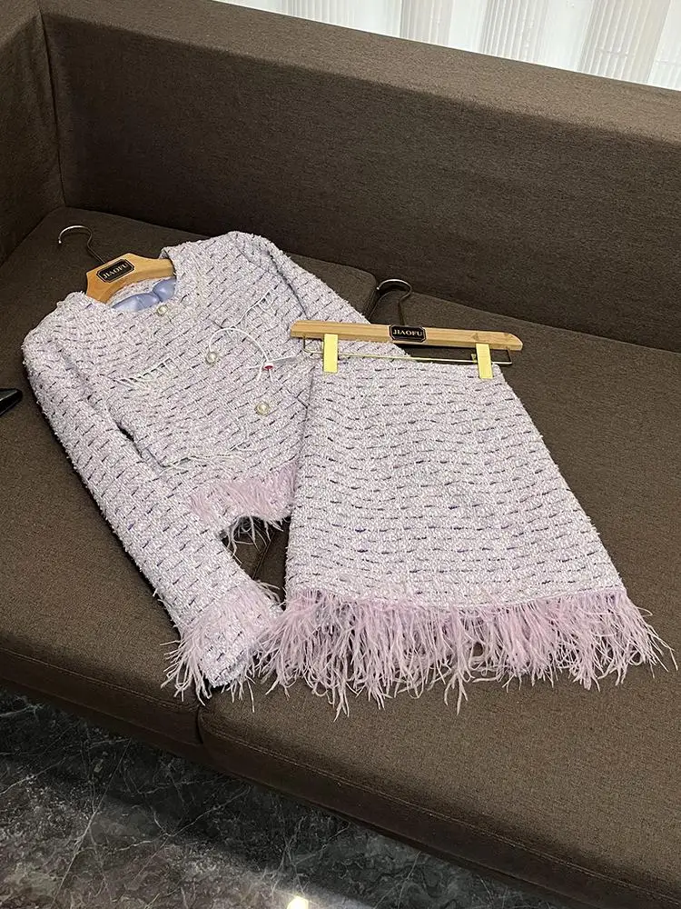 

Faionable Hong Kong Sle Set Small Fraance Wind ort Coat f Skirt Two Piece Set Women's Ele Ladylike Outfit