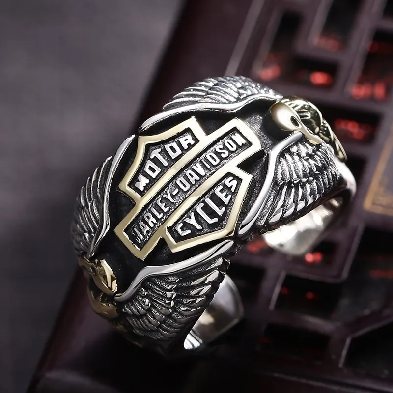 S925 Sterling Silver Male Dominant Eagle Ring Thai Silver Vintage Trendy Personality Motorcycle Punk Food Ring Eagle Ring