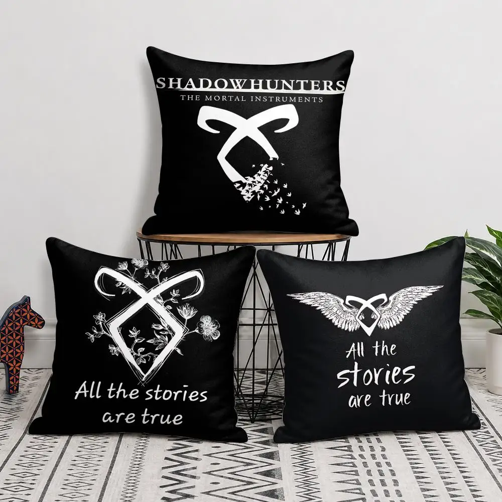 S-Shadowhunters Cool Logo Cushion Cover Silky Short Plush Invisible Zipper Dustproof Sofa Pillow Case For Home Decor