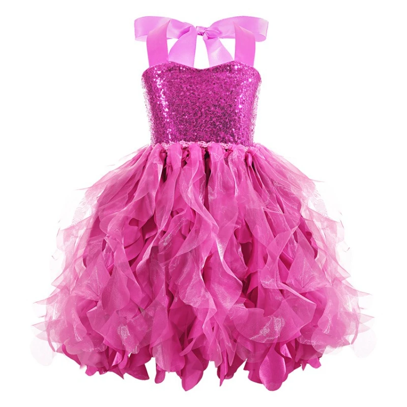 

New Fashion Party Girls Dress Christmas Little Princess Dresses For Girl Summer Rainbow Mesh Dance Costume Birthday Kids Clothes