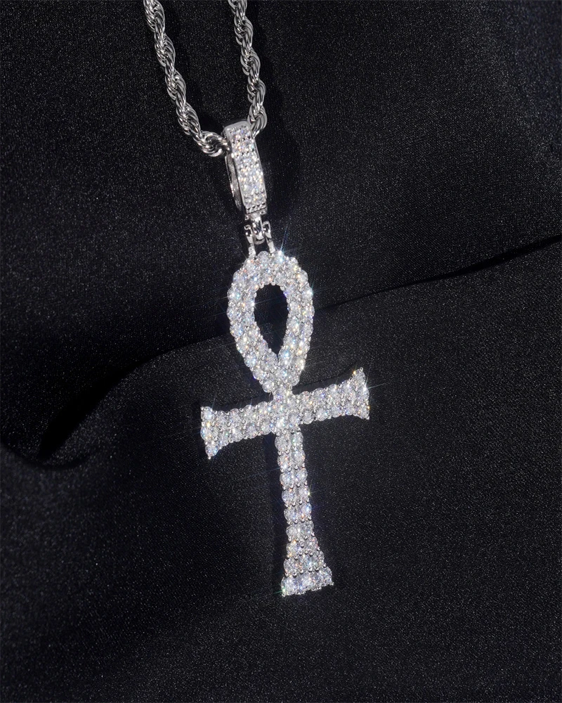 

925 Sterling Silver Moissanite Paved Bling Iced Out Light luxury Cross Pendant Necklaces For Men woman Hip hop Rapper Jewelry