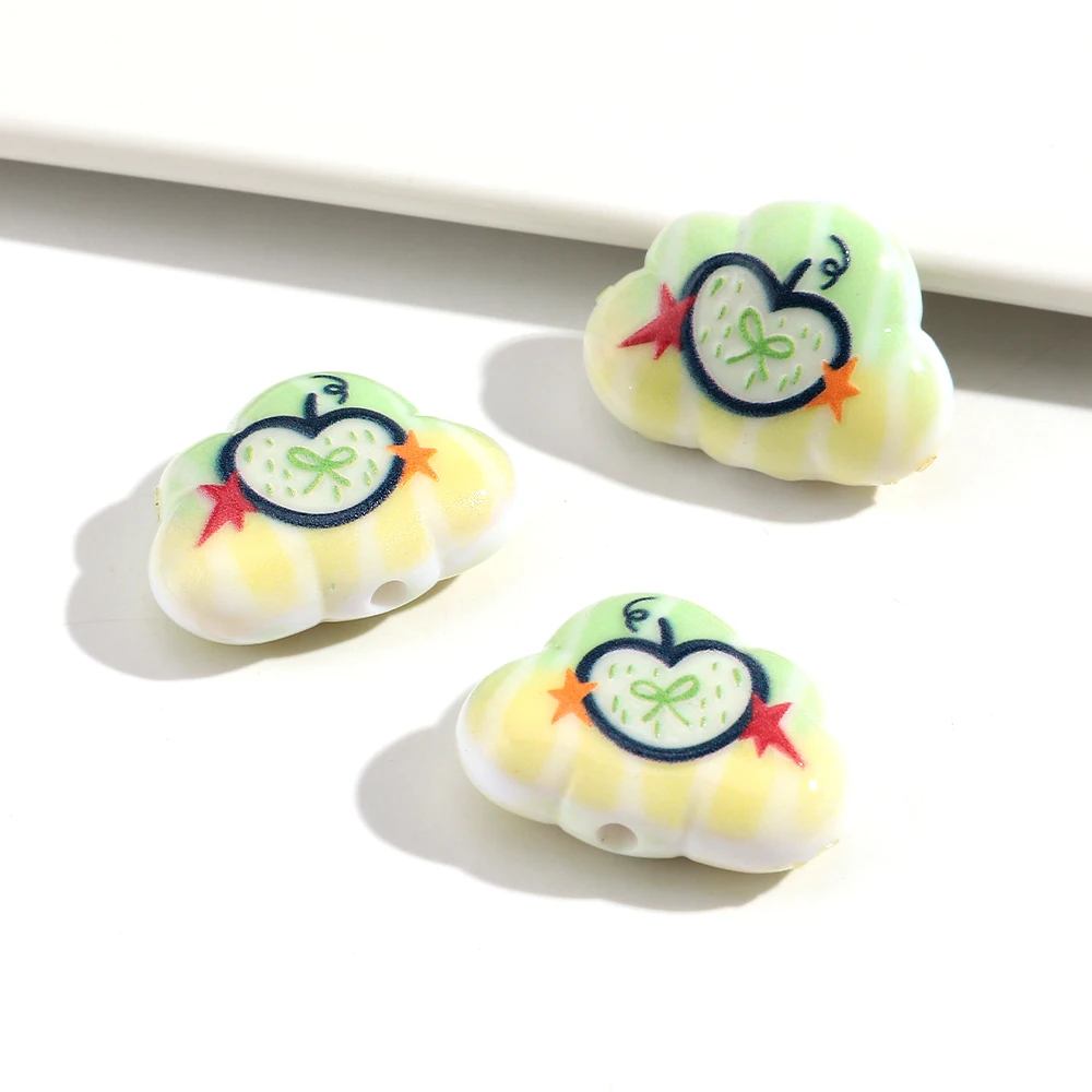 15Pcs Cute Cloud Shape Bow Acrylic Spacer Beads for DIY Jewelry