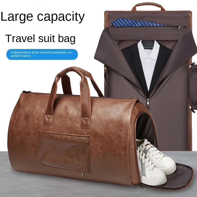 

Multi-functional Waterproof Suit Storage Bag with Separate Shoe Bag PU Material Handbag