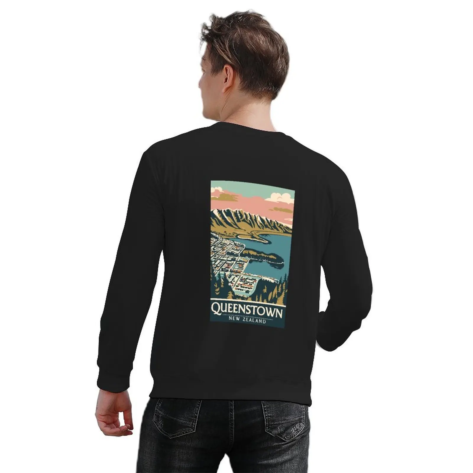 فن السفر العتيق من Queenstown - بلوفر نيوزيلندي ملابس أنيمي على الطراز الياباني ملابس رجالية بلوزة جديدة في بلوزات #6