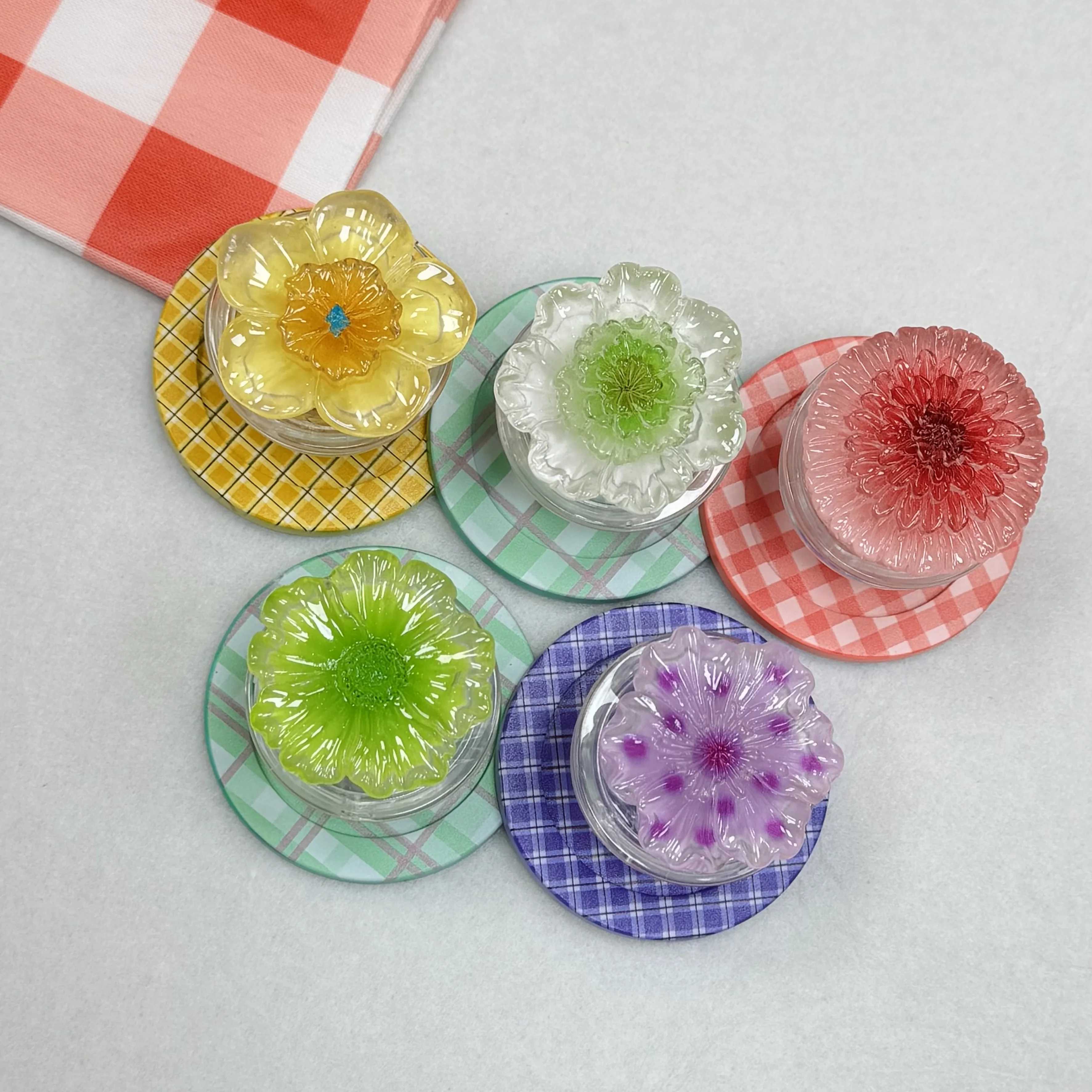 

3D Flower Phone Stand Ice Translucent Flower Phone Stand For iPhone Samsung Flower Luminous Decoration Phone Magnetic Holder