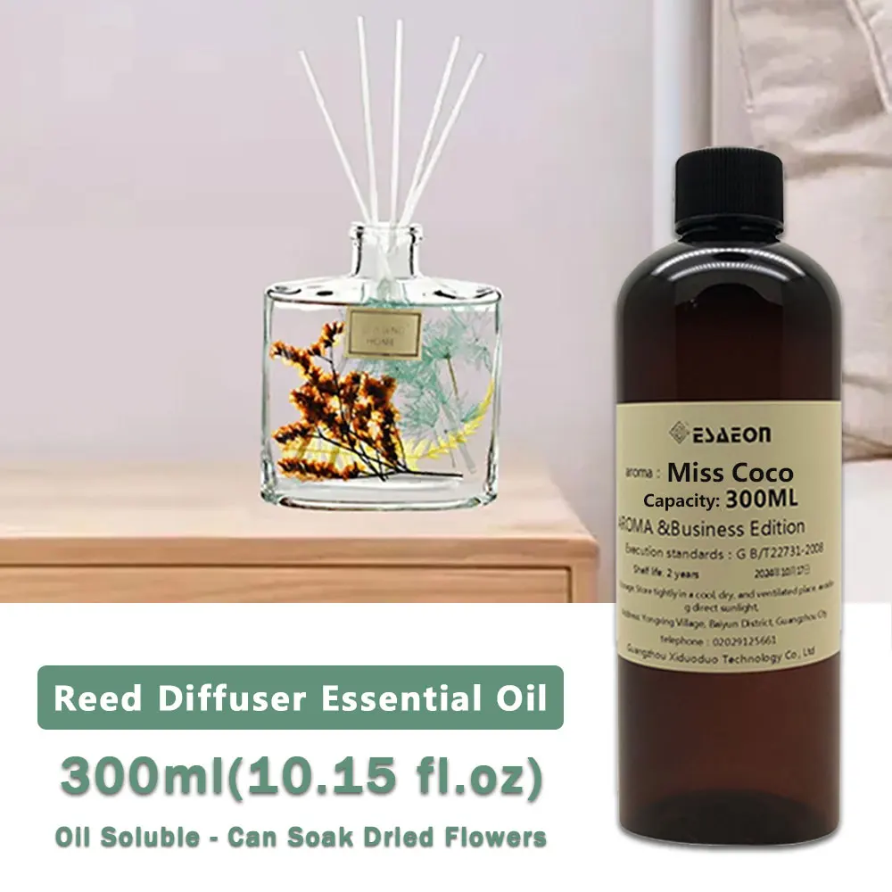ESAEON 300ml (10.15 fl.oz) Aceite Esencial Miss Coco/Black Opium - Para Difusor de Varillas, Aromaterapia sin Llama y Difusor sin Agua