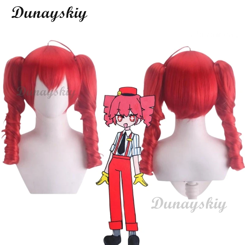 Virtual Idol Teto Cosplay Wig Red Ponytails Youtuber Long Curly Pigtails Liver VTuber Short Heat Resistant Synthetic Hair