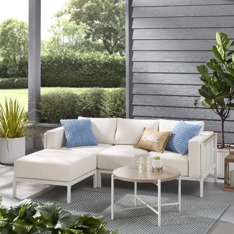 

Mainstays Westmont 4-Piece Cushion Outdoor Chaise Sectional, White