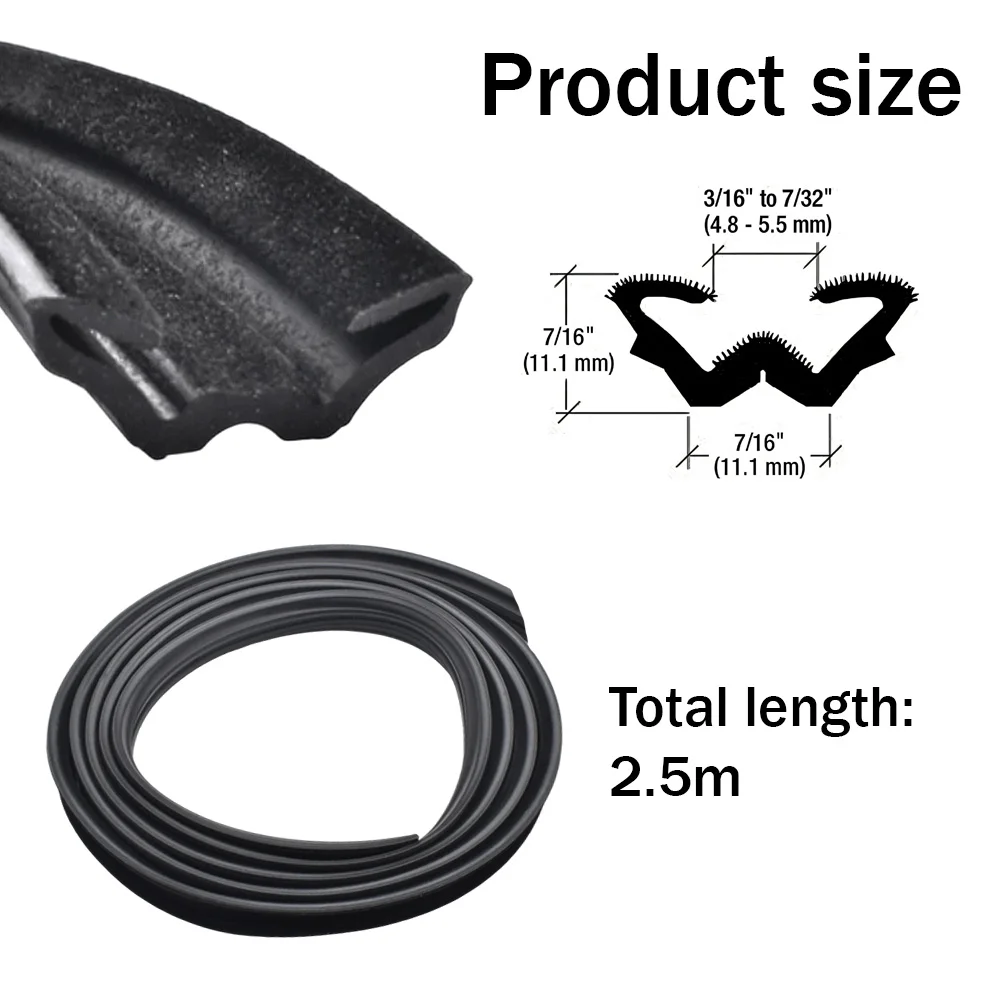 2.5m CRL Flexible Flocked Rubber Glass Run Channel Universal for Ford 2 and 4 Door Sedans Buses and RV Windows Car Accessories
