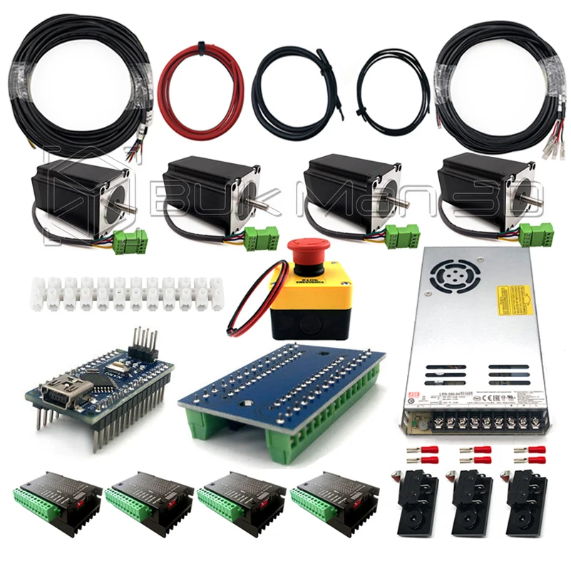 High Torque GRBL Nano High Current Controller Bundle with Nema23 Stepper Motors for QueenBee Pro/LEAD CNC Engraving Machine