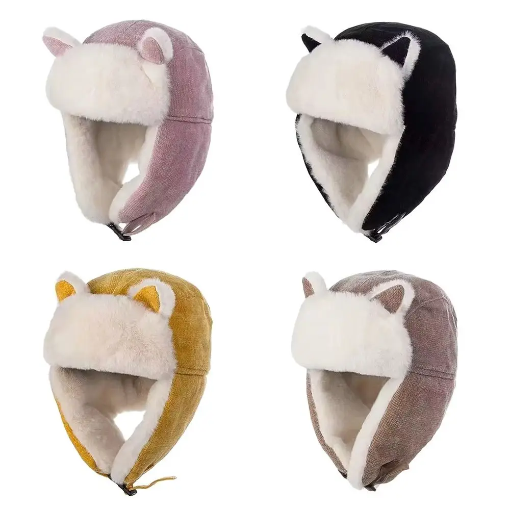 Outdoors Bomber Hat Thick Warm Ushanka Fur Hat Windproof Earflap Bonnet for Men Women
