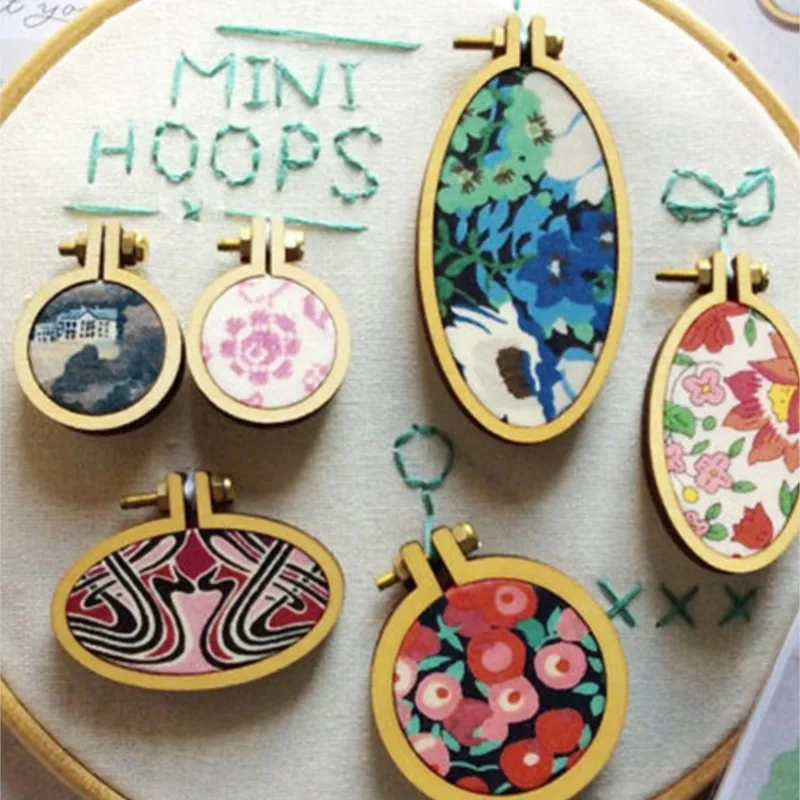 Fashion Mini Embroidery Hoop Wooden Embroidery Frame Small Hand Stitching Hoop Cross Framing Hoop Wood Earring DIY Gift