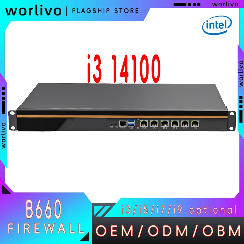 Firewall 19''Router Servidor Opnsense Pfsense Servidor Pc I3 14100 6Lan 1U Mikrotik Aparato Firewall Servidor de Red Pc