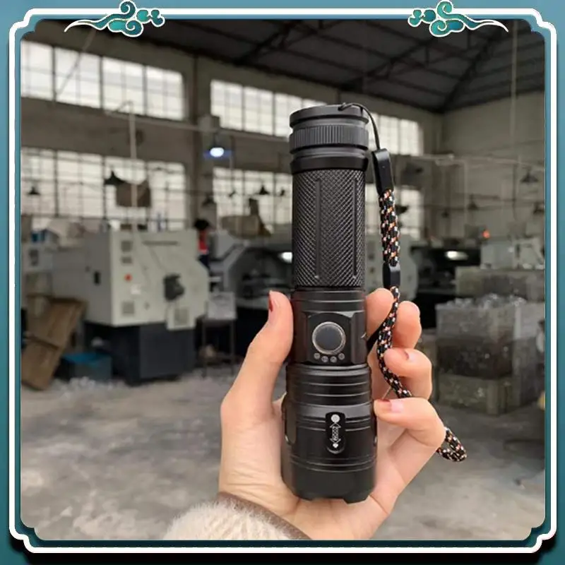 

Retractable Flashlight Power Bank USB-C Rechargeable LED Strong Light Multitool Tacical Torch