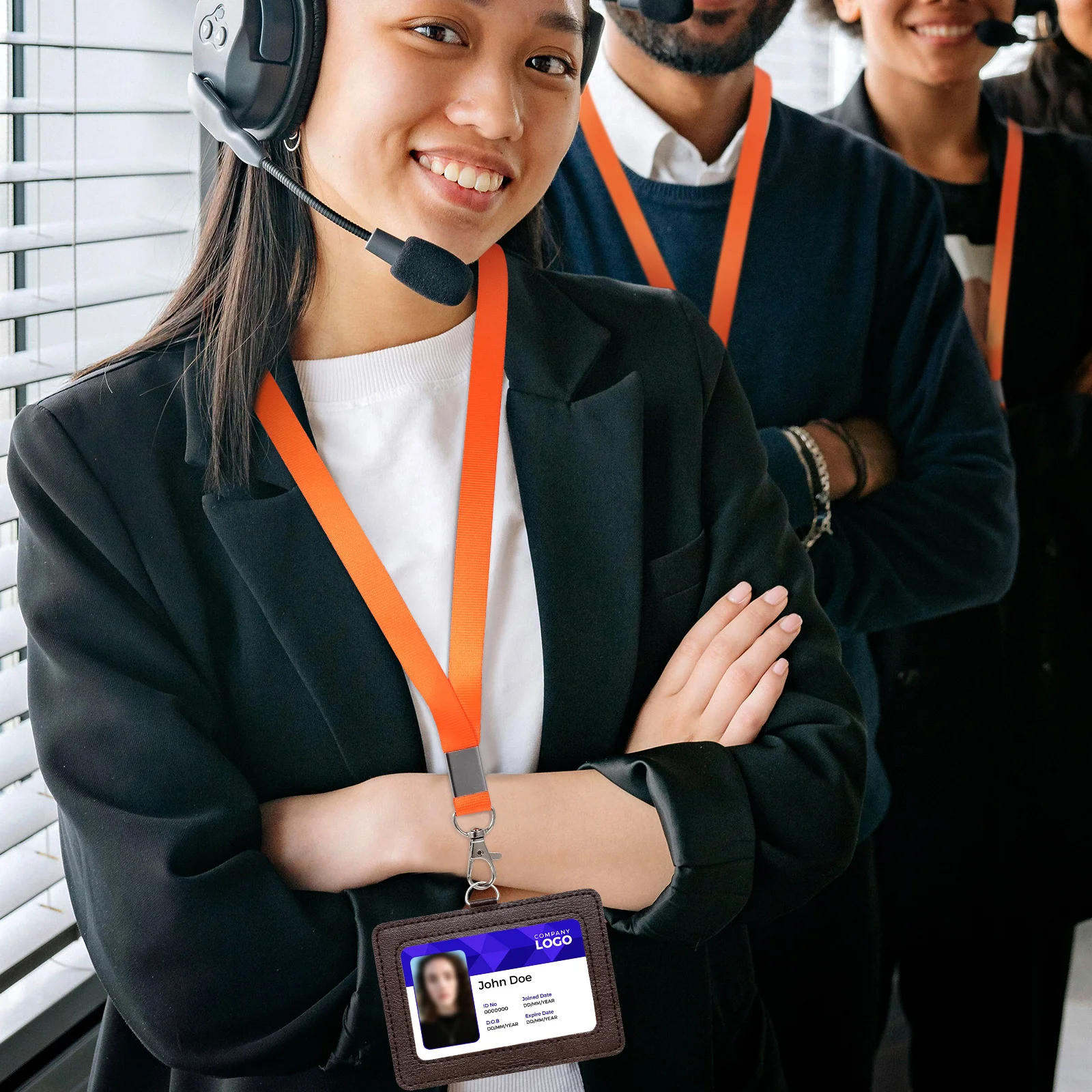 

10 pcs Orange Polyester ID Lanyard Multi-function Key Card Holder Lanyards Bulk Name Tag Event Staff Accessories