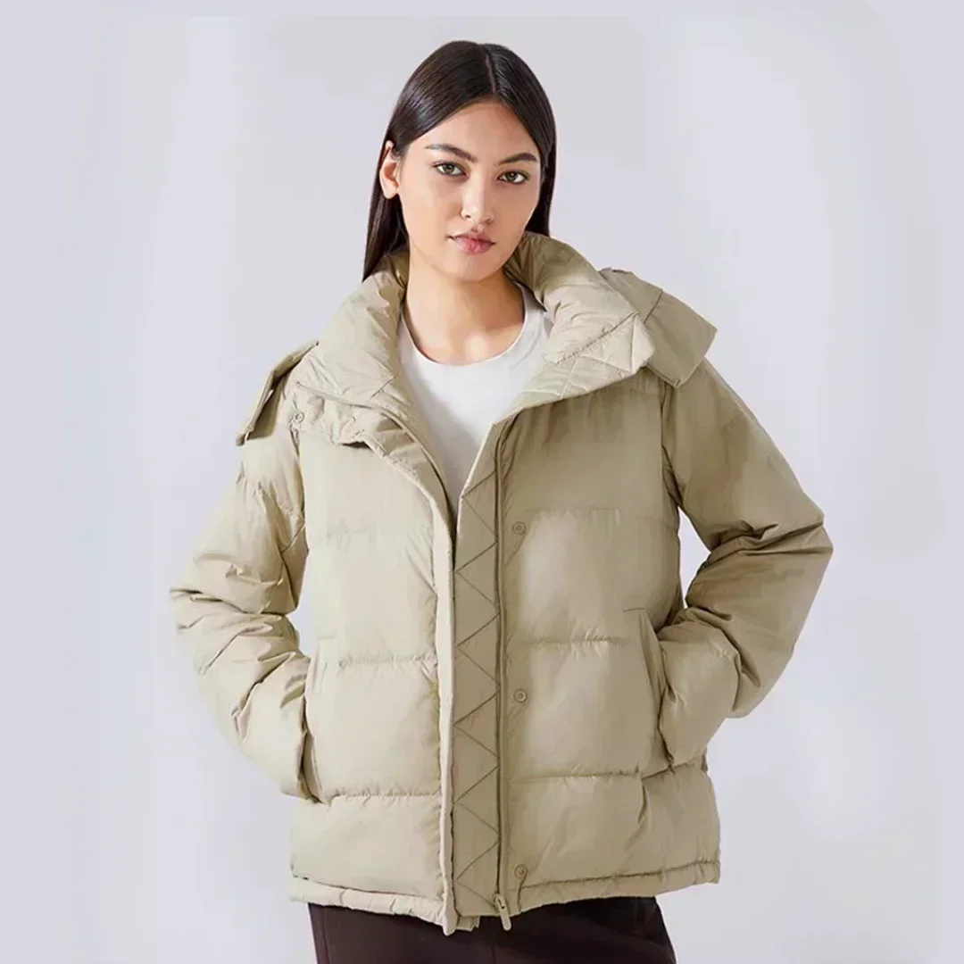 Lemon Wunder Puff Women Clothes Sports Leisure Winter Down Jacket Casual Hooded Coat High-End Sports Coat Waterproof Zipper Top