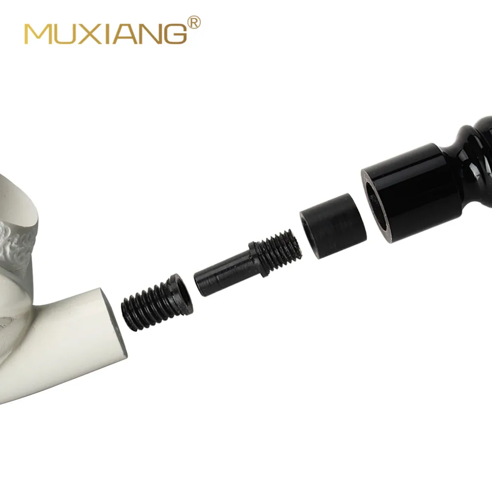 MUXIANG 1 Set of meerschaum tobacco pipe tenons, can be connected to various pipe mouths, spiral detachable tenons