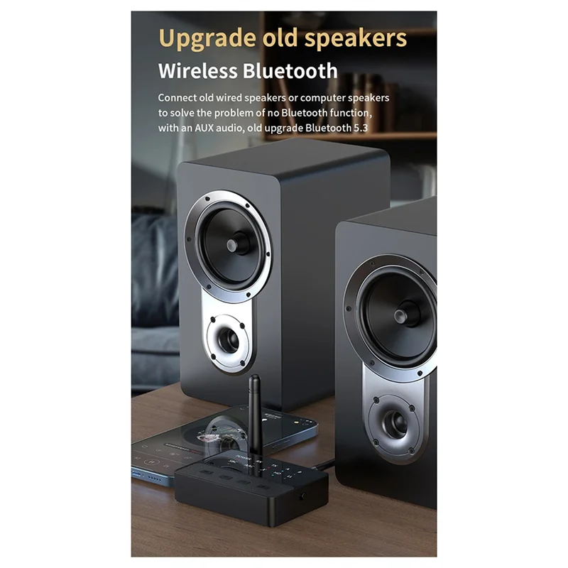 AA87 2-в-1 Bluetooth 5,3 аудиопередатчик приемник HD с низкой задержкой 3,5 мм AUX беспроводной адаптер для ТВ ПК автомобильный динамик