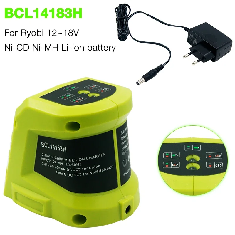 BCL14183H Battery Charger Replacement for Ryobi 12-18V NI-CD NI-MH Li-ion Battery P108 P102 P103 P104 P105 EU PLUG