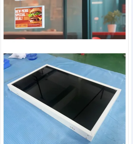 Wire Rope Power Suspended Cable LCD Billboard Android Publicidad Digital Menu Board Wall Exhibition Display Stand Face windows