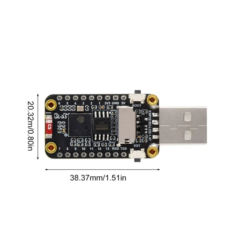 1,47-дюймовый ЖК-дисплей ESP32S3, плата разработки чипа, светодиодный полноскоростной последовательный порт USB